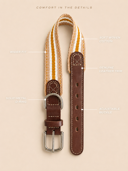 Honey Stripe Leather Dog Collar