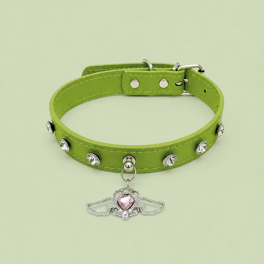 Apple Angel Rhinestone Dog Collar