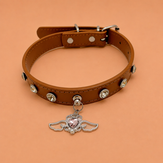 Toffee Angel Rhinestone Dog Collar